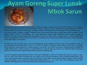 AYAM GORENG SUPER LUNAK MBOK SARUN